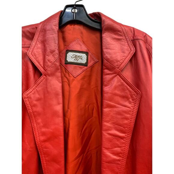 Vintage Toff's Red Leather Jacket SZ M/‎ 39 - Picture 3 of 13